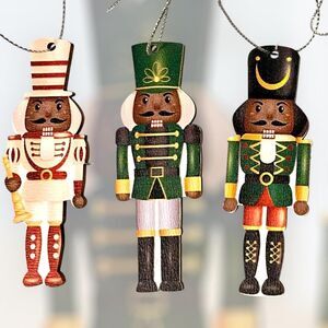 Vintage-Inspired Black Nutcracker Ornaments - 6 Pieces